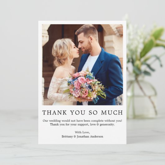 Moderne, eenvoudige bruiloft foto, zo veel bedankkaart (Staand voorkant)