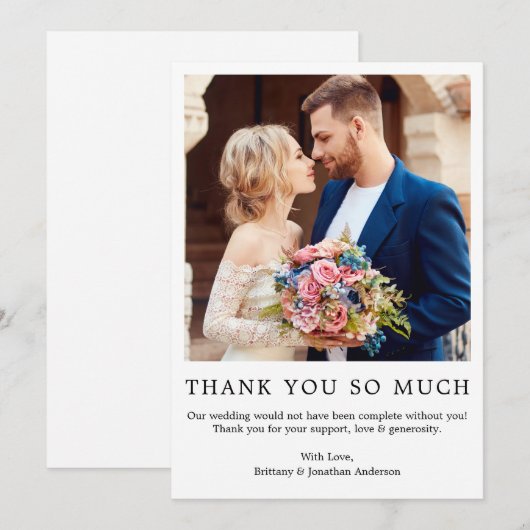 Moderne, eenvoudige bruiloft foto, zo veel bedankkaart (Voorkant / Achterkant)