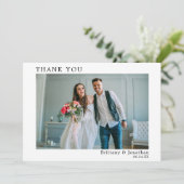 Moderne, eenvoudige bruiloft met een minimum bedankkaart (Staand voorkant)