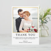 Moderne, eenvoudige bruiloft met gouden foto bedankkaart (Staand voorkant)