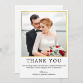Moderne, eenvoudige bruiloft met gouden foto bedankkaart (Voorkant / Achterkant)