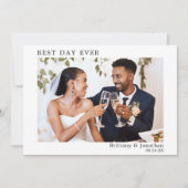 Moderne, eenvoudige bruiloft op de beste dag bedankkaart (Voorkant)