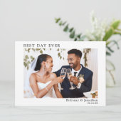 Moderne, eenvoudige bruiloft op de beste dag bedankkaart (Staand voorkant)