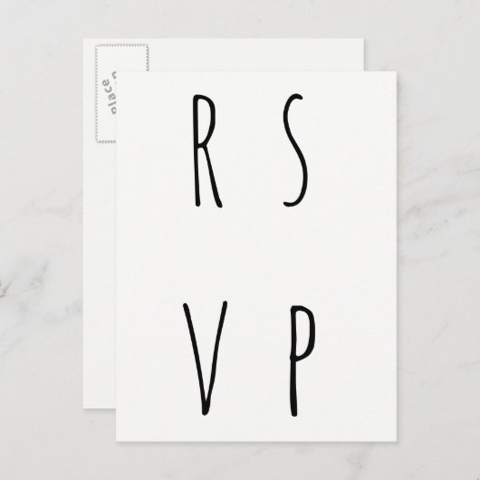 Moderne eenvoudige bruiloft RSVP briefkaarten (Voorkant / Achterkant)