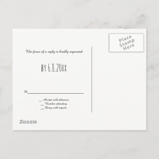 Moderne eenvoudige bruiloft RSVP briefkaarten (Achterkant)