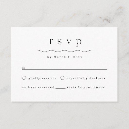 Moderne Eenvoudige Bruiloft RSVP Reactie Kaart (Voorkant)