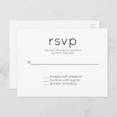 Moderne eenvoudige bruiloft RSVP Uitnodiging Briefkaart (Voorkant / Achterkant)