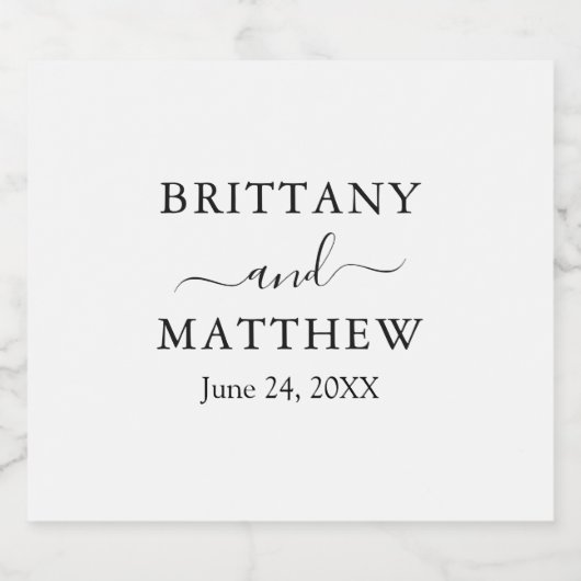 Moderne, eenvoudige bruiloft sparkling wijnetiket (Enkel label)