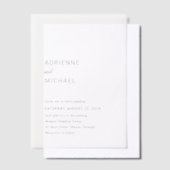 Moderne Eenvoudige Bruiloft Vellum Uitnodigingen (Offset)