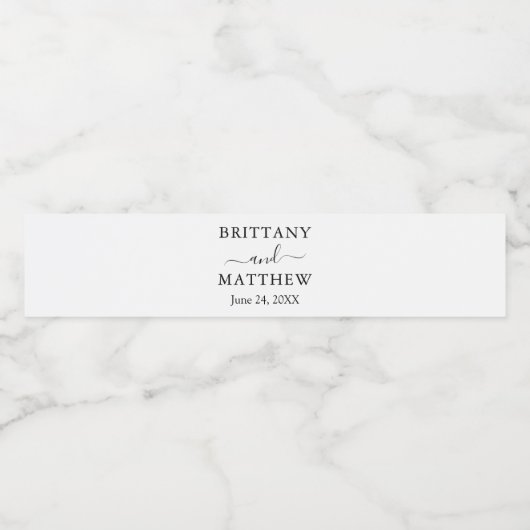 Moderne, eenvoudige bruiloft waterfles etiket (Enkel label)