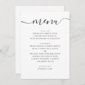 Moderne eenvoudige bruiloft. Zwart en wit script Menu (Voorkant / Achterkant)