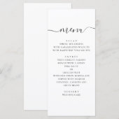 Moderne eenvoudige bruiloft. Zwart en wit script Menu (Voorkant / Achterkant)