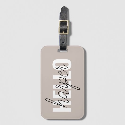 Moderne eenvoudige bruine Hallo en u noemt Bagagelabel (Voorkant (verticaal))