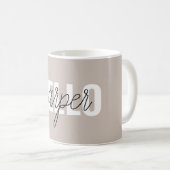 Moderne eenvoudige bruine Hallo en u noemt Koffiemok (Voorkant rechts)