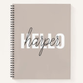 Moderne eenvoudige bruine Hallo en u noemt Notitieboek (Voorkant)