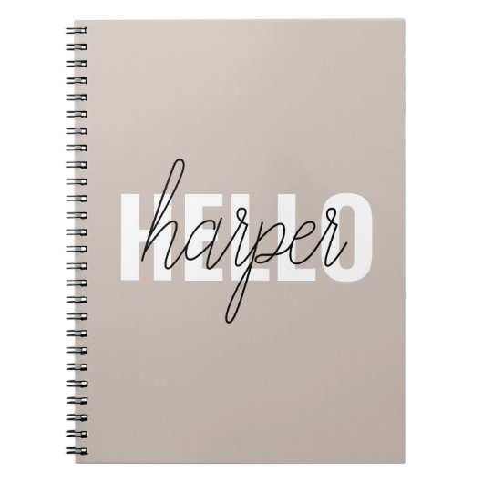 Moderne eenvoudige bruine Hallo en u noemt Notitieboek (Voorkant)