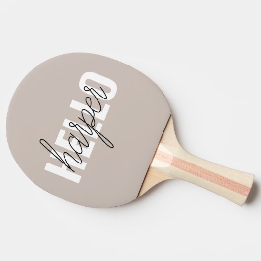 Moderne eenvoudige bruine Hallo en u noemt Tafeltennisbatje (Zijkant)