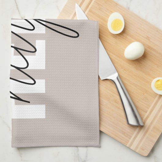 Moderne eenvoudige bruine Hallo en u noemt Theedoek (Quarter Fold)