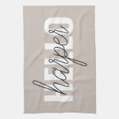 Moderne eenvoudige bruine Hallo en u noemt Theedoek (Verticaal)