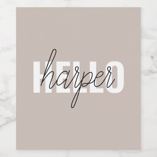 Moderne eenvoudige bruine Hallo en u noemt Wijn Etiket (Enkel label)