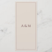 Moderne eenvoudige bruine minimalistische bruiloft menu (Achterkant)