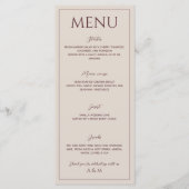 Moderne eenvoudige bruine minimalistische bruiloft menu (Voorkant)