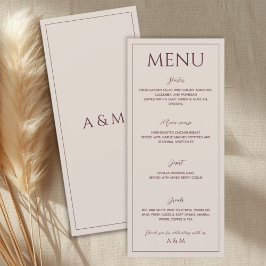 Moderne eenvoudige bruine minimalistische bruiloft menu