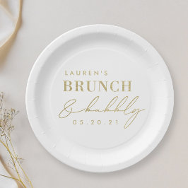 Moderne Eenvoudige Brunch en Bruisende Bruidsuitno Papieren Bordje