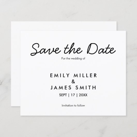 Moderne eenvoudige budgetverbinding bespaart datum (Voorkant / Achterkant)