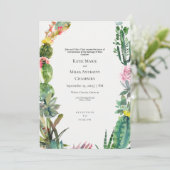 Moderne Eenvoudige Cactus Succulent Wedding Uitnod Kaart (Staand voorkant)