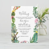 Moderne Eenvoudige Cactus Succulent Wedding Uitnod Kaart (Staand voorkant)