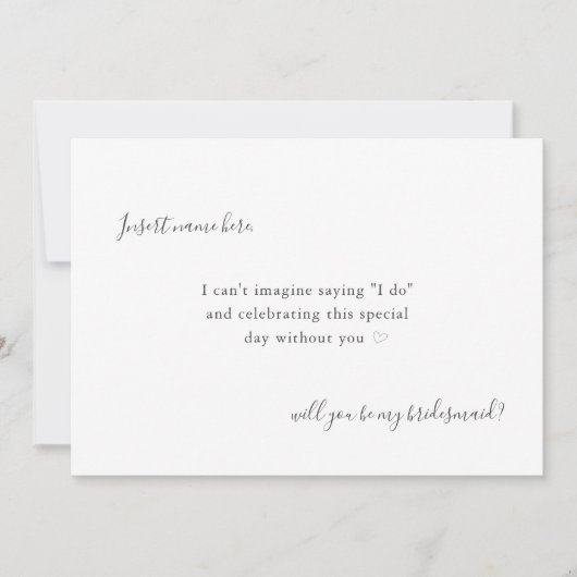 Moderne eenvoudige Calligrafie Bridesmaid-voorstel Kaart (Voorkant)