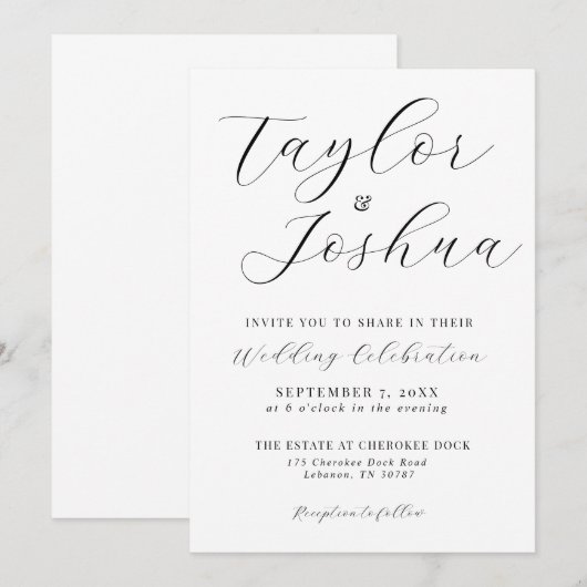 Moderne Eenvoudige Calligrafie Weddenschap Kaart (Voorkant / Achterkant)