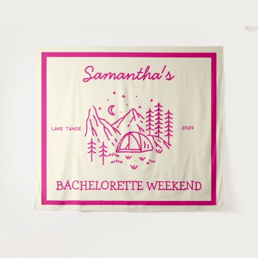 Moderne Eenvoudige Camping Bachelorette-feest Natu Wandkleed (Voorkant (horizontaal))