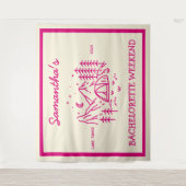 Moderne Eenvoudige Camping Bachelorette-feest Natu Wandkleed (Voorkant)