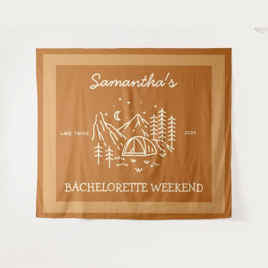 Moderne Eenvoudige Camping Bachelorette Feest Natu Wandkleed (Voorkant (horizontaal))