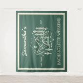 Moderne Eenvoudige Camping Bachelorette Feest Natu Wandkleed (Voorkant)