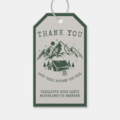 Moderne Eenvoudige Camping Weekend Bachelorette Fe Cadeaulabel (Voorkant)