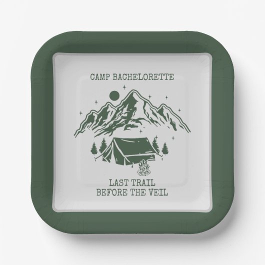 Moderne Eenvoudige Camping Weekend Bachelorette Fe Papieren Bordje (Voorkant)