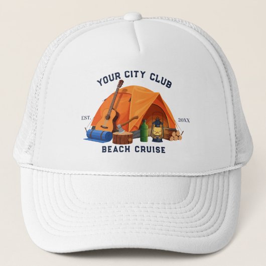 Moderne Eenvoudige Camping Weekend Meisjesuitstap Trucker Pet (Voorkant)