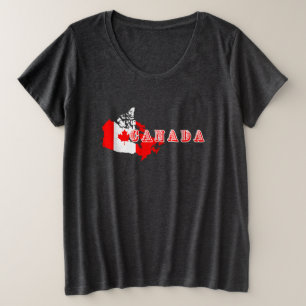 Moderne Eenvoudige Canadese Script kaart Vlag Grote Maat T-shirt