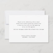 Moderne, eenvoudige Casual bruiloft Hartelijk dank Bedankkaart (Achterkant)
