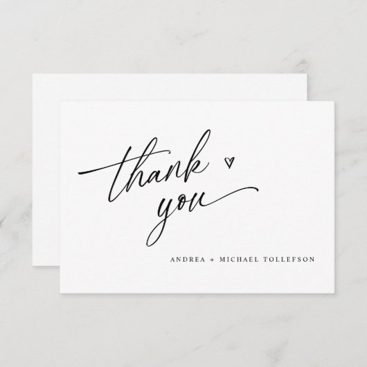 Moderne, eenvoudige Casual bruiloft Hartelijk dank Bedankkaart (Voorkant / Achterkant)