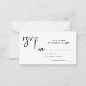 Moderne, eenvoudige casual script bruiloft rsvp notitiekaartje (Voorkant)
