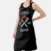 Moderne Eenvoudige Chef Aangepaste Naam BBQ Volwas Schort (Insitu)