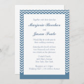 Moderne Eenvoudige Chevron Uitnodiging Zee Blauw (Voorkant / Achterkant)