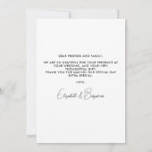 Moderne Eenvoudige Chic Gepersonaliseerde Fotobrui Bedankkaart (Achterkant)