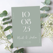 Moderne Eenvoudige Chic Salie Groene Trouwdag Save The Date