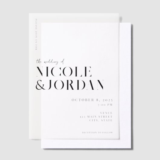 Moderne Eenvoudige Chic Vellum Huwelijksuitnodigin Vellum Uitnodigingen (Offset)