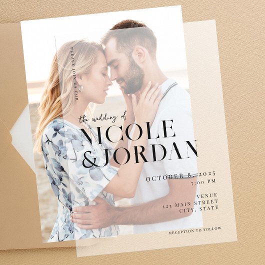 Moderne Eenvoudige Chic Vellum Huwelijksuitnodigin Vellum Uitnodigingen